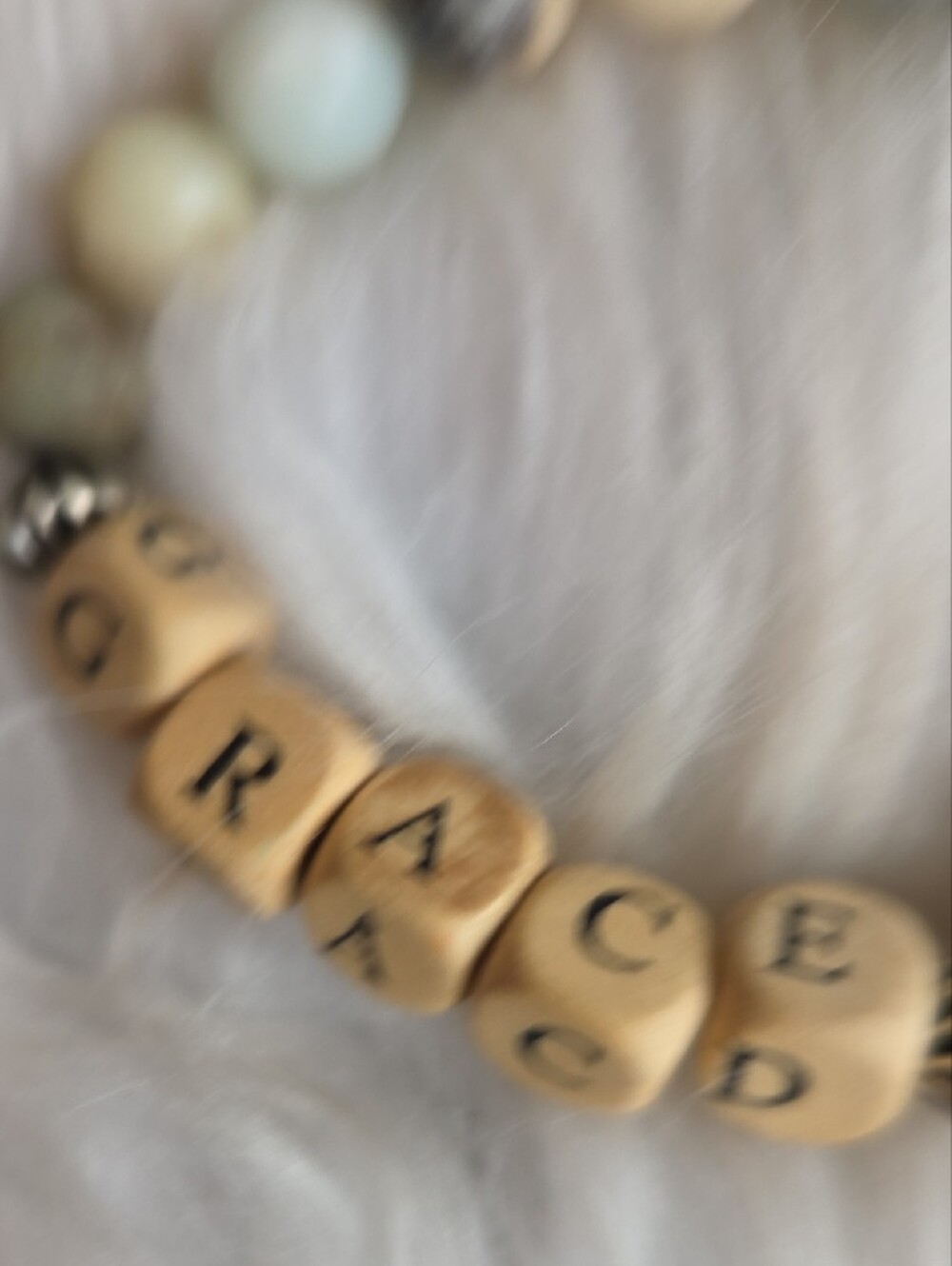 Grace Big Amazonite Stone Stretchy Bracelet - Picture 4 of 5